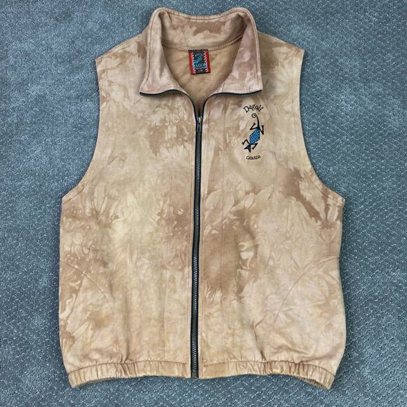 Dagoli Canada Vest Adult Unisex Large Brown Full Zip Tribal Tie Dye Sweatshirt - Picture 6 of 13